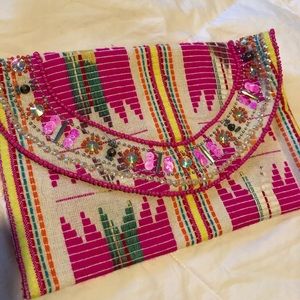 Aztec patterned clutch purse